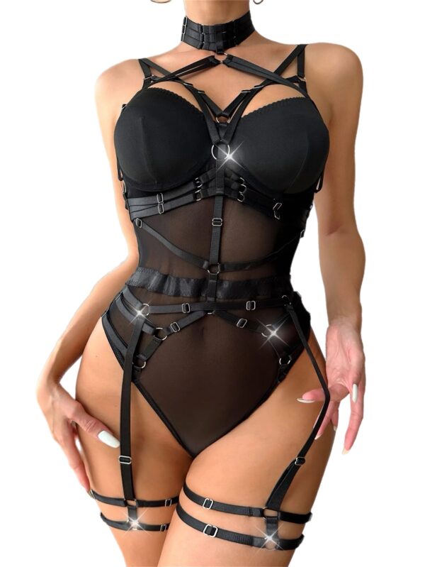 Black Temptress Harness Bodysuit